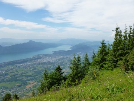 Panorama du belvédère : Lac du Bourget et Aix-les-Bains
