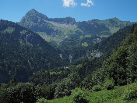 Paysage du Val d’Arly. Au centre, les chalets des Rochats.