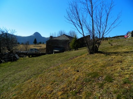 La ferme de la Grangette et le Mont Gerbier de Jonc.