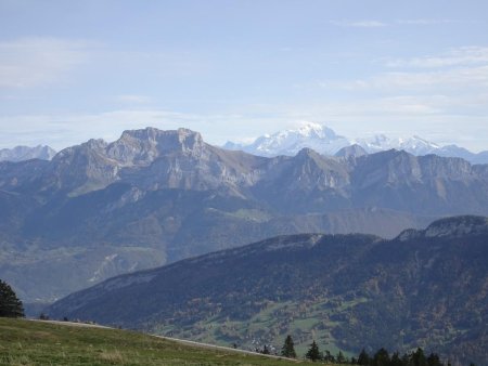 Crêt de Châtillon : au loin, le Mont Blanc