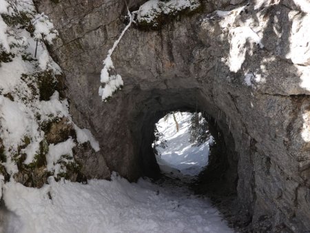 Le tunnel qui transitionne entre la raide montée et l’immense plat du vallon...