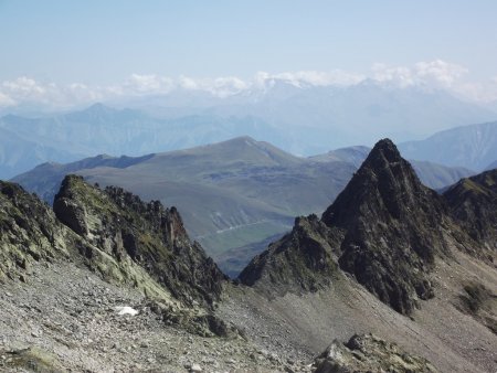 Brèche du Lieutenent, Rocher Piliozan, l’Ouillon, les glaciers de la Vanoise au fond