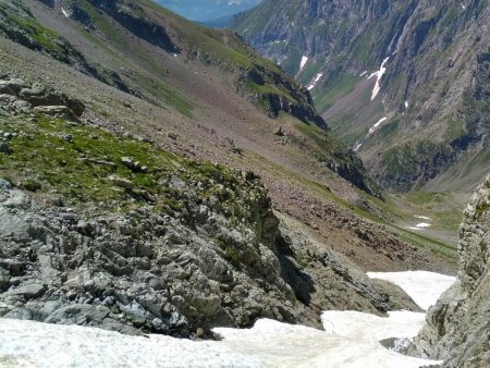 Vue depuis le Col de Val Estrèche sur le versant Nord (que l’on vient de grimper)