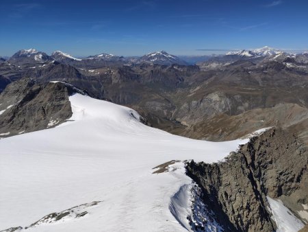 Glacier du Grand Fond avec Grande Casse, Grande Motte, Mont Pourri, Tsanteleina, Mont Blanc