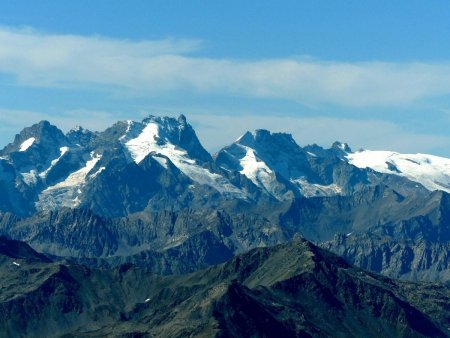 Au zoom, Garspard, Pavé, Meije, Rateau, glacier de la Girose