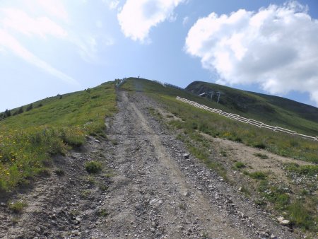 Dans la montée très raide qui mène à l’Épaule du Mont Joly.