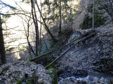 Ruisseau de la Grande Montagne : passerelle ruinée